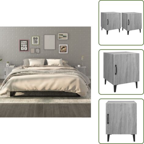 Comodino da soggiorno - vidaXL Comodini 2 pz Grigio Sonoma in Legno Multistrato - Comodino con anta