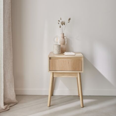 Comodino decorazione legno 1 cassetto