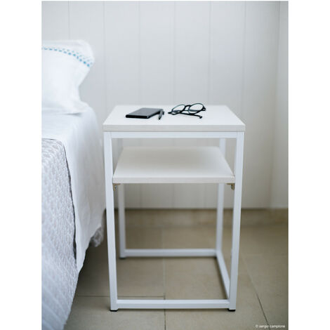 Comodino design multiuso in acciaio - Ideale per cameretta e salotto - Ecru cappuccino