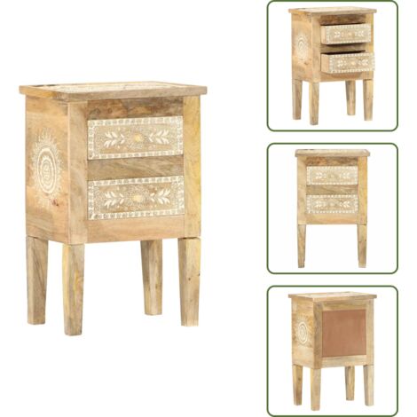 Comodino dipinto a mano - vidaXL Comodino Dipinto a Mano 40x30x60 cm in Legno Massello di Mango - Comodino con cassetti