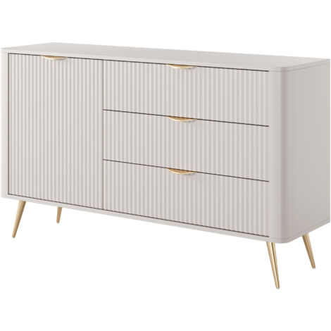 Comodino: due cassetti, mobili: Cashmere, gambe dorate, 63,2 x 55,3 x 38cm