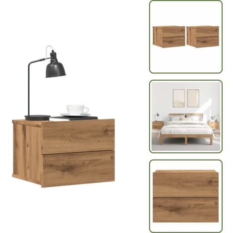 Comodino galleggiante - vidaXL Comodini a Muro 2 pz Rovere Artigianale 40x32x30 cm - Comodino in truciolato