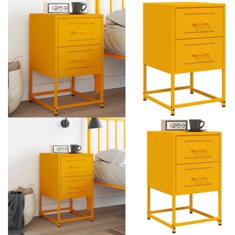 Comodino Giallo Senape 36x39x60,5 cm in Acciaio - Comodino giallo senape - Comodino industriale
