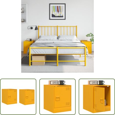 Comodino giallo senape -  Comodini 2 pz Giallo Senape 34,5x39x44 cm in Acciaio