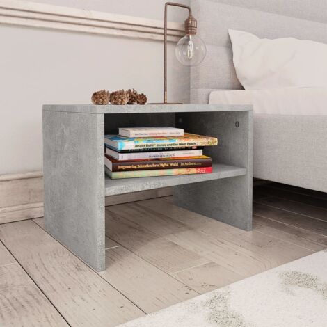 Comodino Grigio Cemento 40x30x30 cm in Truciolato