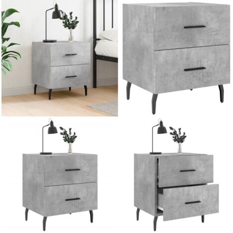 Comodino Grigio Cemento 40x35x47,5 cm in Legno Multistrato - Comodino in legno - Comodino grigio cemento