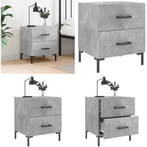 Comodino Grigio Cemento 40x35x47,5 cm in Legno Multistrato - Comodino moderno - Comodino grigio cemento