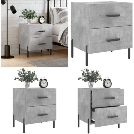 Comodino Grigio Cemento 40x35x47,5 cm in Legno Multistrato - Comodino moderno - Comodino grigio cemento