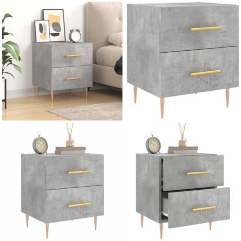 Comodino Grigio Cemento 40x35x47,5 cm in Legno Multistrato - Comodino moderno - Comodino grigio cemento
