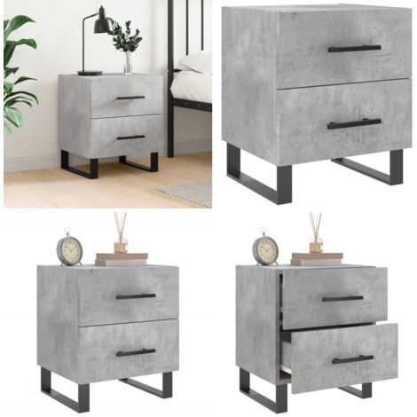 Comodino Grigio Cemento 40x35x47,5 cm in Legno Multistrato - Comodino moderno - Comodino grigio cemento