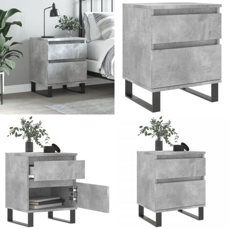 Comodino Grigio Cemento 40x35x50 cm in Legno Multistrato - Comodino con cassetto - Comodino con scomparto
