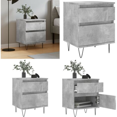 Comodino Grigio Cemento 40x35x50 cm in Legno Multistrato - Comodino con cassetto - Comodino con scomparto