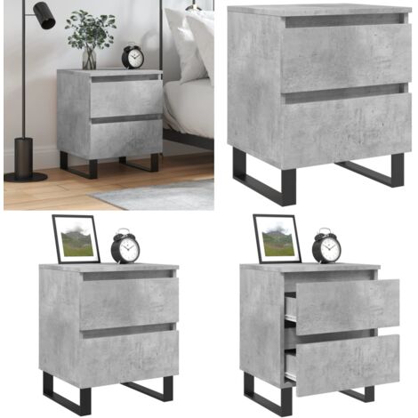 Comodino Grigio Cemento 40x35x50 cm in Legno Multistrato - Comodino grigio cemento - Comodino con cassetti