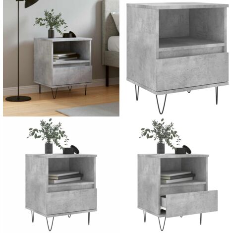 Comodino Grigio Cemento 40x35x50 cm in Legno Multistrato - Comodino grigio cemento - Comodino con cassetto