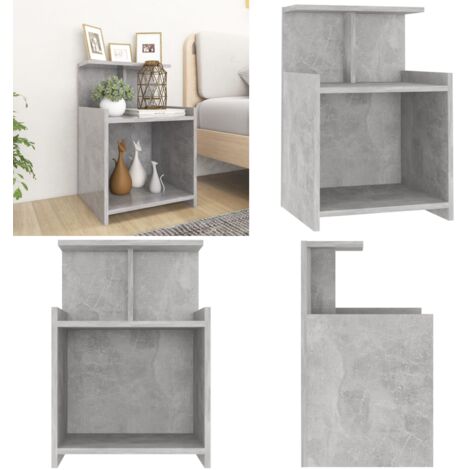 Comodino Grigio Cemento 40x35x60 cm in Legno Multistrato - Comodino grigio cemento - Comodino con ripiani