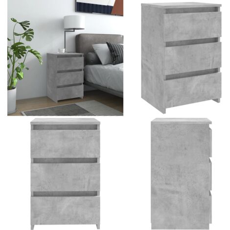 Comodino Grigio Cemento 40x35x62,5 cm in Legno Multistrato - Comodino grigio cemento - Comodino con cassetti
