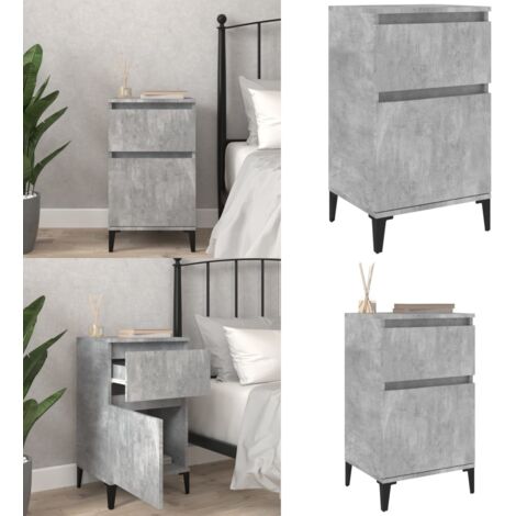 Comodino Grigio Cemento 40x35x70 cm - Comodino in legno - Comodino con ripiani