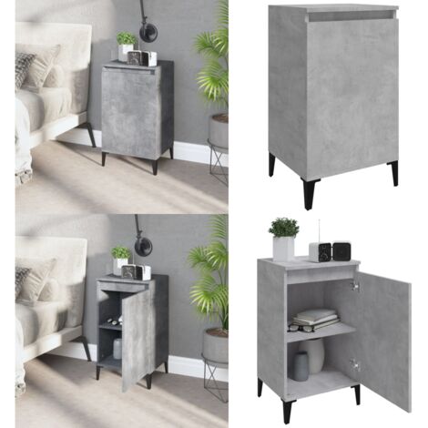 Comodino Grigio Cemento 40x35x70 cm in Legno Multistrato - Comodino grigio cemento - Comodino con vani