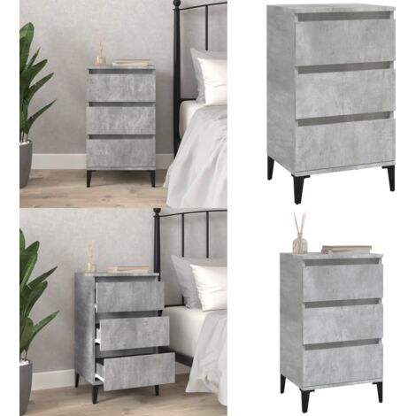 Comodino Grigio Cemento 40x35x70 cm in Legno Multistrato - Comodino industriale - Comodino grigio cemento