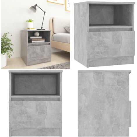 Comodino Grigio Cemento 40x40x50 cm in Legno Multistrato - Comodino grigio cemento - Comodino con cassetto