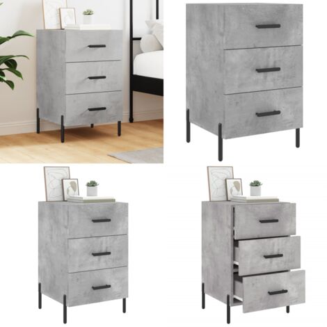 Comodino Grigio Cemento 40x40x66 cm in Legno Multistrato - Comodino moderno - Comodino grigio cemento