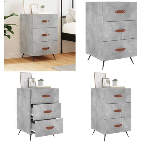 Comodino Grigio Cemento 40x40x66 cm in Legno Multistrato - Comodino moderno - Comodino grigio cemento