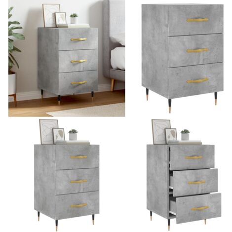 Comodino Grigio Cemento 40x40x66 cm in Legno Multistrato - Comodino moderno - Comodino grigio cemento