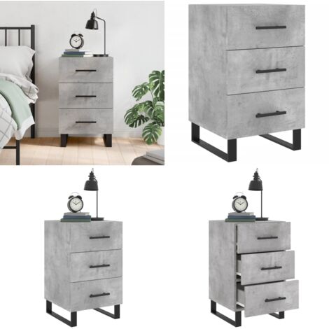 Comodino Grigio Cemento 40x40x66 cm in Legno Multistrato - Comodino moderno - Comodino grigio cemento
