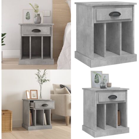 Comodino Grigio Cemento 43x36x50 cm - Comodino con cassetto - Comodino con scomparti