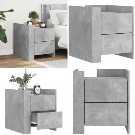 Comodino Grigio Cemento 45x50x50 cm in Truciolato - Comodino in truciolato - Comodino con cassetti