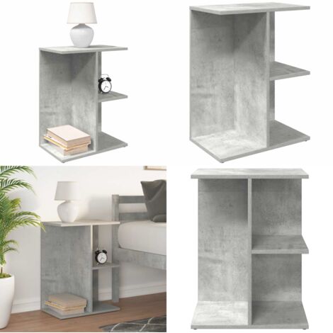 Comodino Grigio Cemento 46,5x29x61 cm in Legno Multistrato - Comodino grigio cemento - Comodino con scomparti