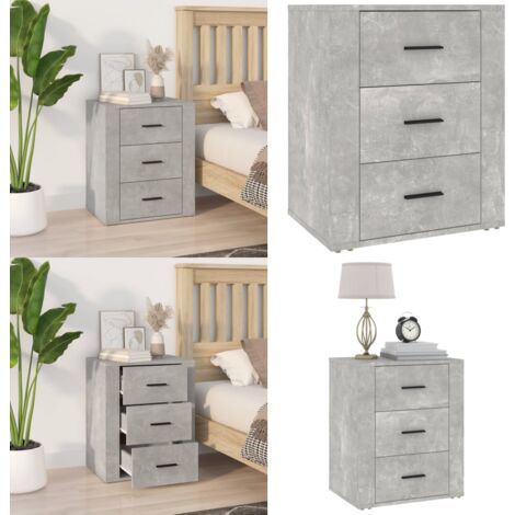 Comodino Grigio Cemento 50x36x60 cm in Legno Multistrato - Comodino grigio cemento - Comodino con cassetti