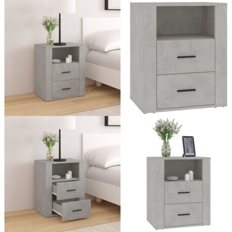 Comodino Grigio Cemento 50x36x60 cm in Legno Multistrato - Comodino grigio cemento - Comodino con cassetti
