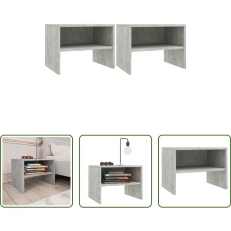 Comodino grigio cemento -  Comodini 2 pz Grigio Cemento 40x30x30 cm in Legno Multistrato