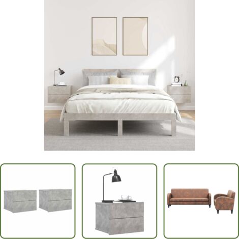 Comodino grigio cemento -  Comodini 2 pz Grigio Cemento 40x30x30 cm in Legno Multistrato