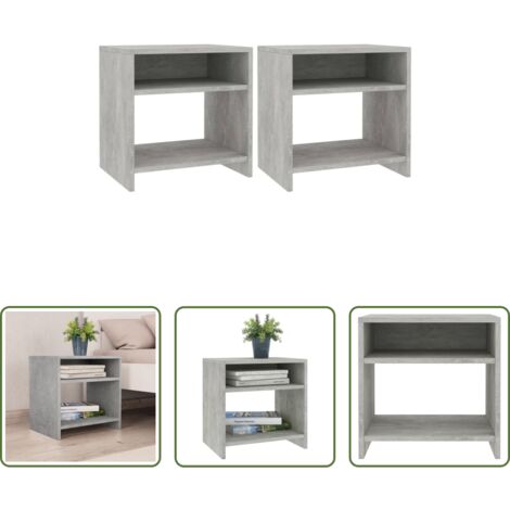 Comodino grigio cemento -  Comodini 2 pz Grigio Cemento 40x30x40 cm in Legno Multistrato
