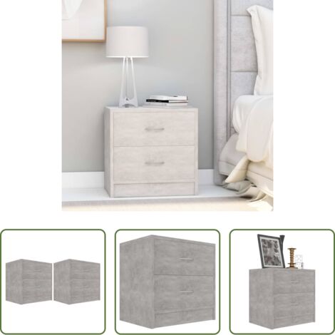 Comodino grigio cemento -  Comodini 2 pz Grigio Cemento 40x30x40 cm in Legno Multistrato