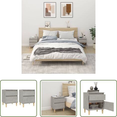 Comodino grigio cemento -  Comodini 2 pz Grigio Cemento 40x35x50 cm