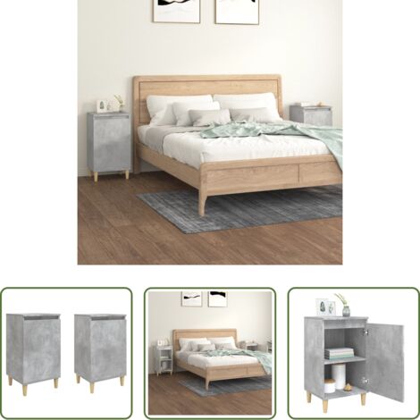 Comodino grigio cemento -  Comodini 2 pz Grigio Cemento 40x35x70 cm in Legno Multistrato
