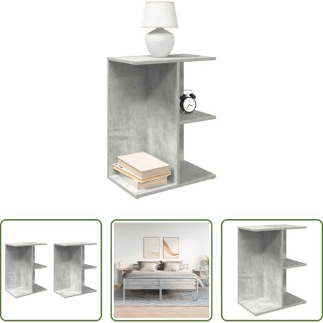Comodino grigio cemento -  Comodini 2 pz Grigio Cemento 46,5x29x61 cm in Legno Multistrato