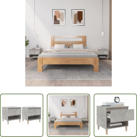 Comodino grigio cemento -  Comodini 2 pz Grigio Cemento 50x46x50 cm in Legno Multistrato
