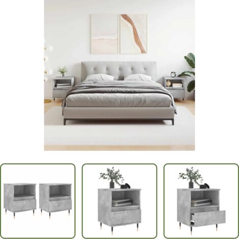 Comodino grigio cemento -  Comodini 2pz Grigio Cemento 40x35x50 cm in Legno Multistrato