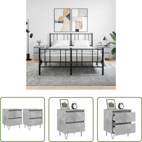 Comodino grigio cemento -  Comodini 2pz Grigio Cemento 40x35x50 cm in Legno Multistrato