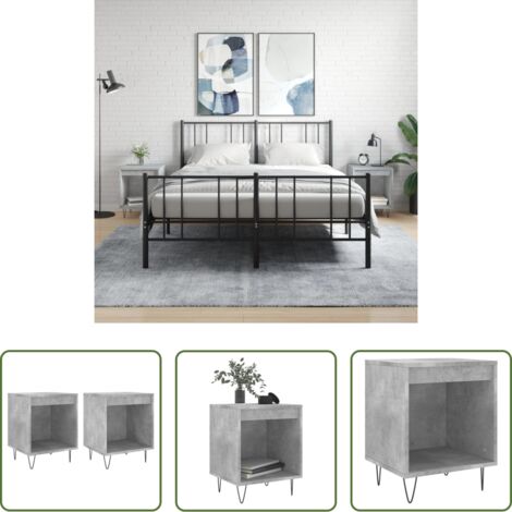 Comodino grigio cemento -  Comodini 2pz Grigio Cemento 40x35x50 cm in Legno Multistrato