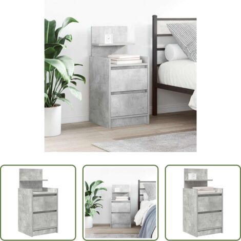 Comodino grigio cemento -  Comodino con 2 Cassetti Grigio Cemento 38x34x80 cm