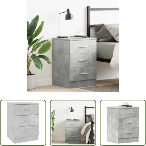 Comodino grigio cemento -  Comodino Grigio Cemento 38x35x56 cm in Legno Multistrato