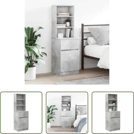 Comodino grigio cemento -  Comodino Grigio Cemento 39x35x125 cm in Legno Multistrato