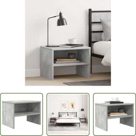 Comodino grigio cemento -  Comodino Grigio Cemento 40x30x30 cm in Legno Multistrato
