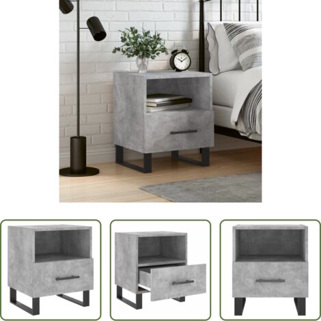 Comodino grigio cemento - Comodino Grigio Cemento 40x35x47,5 cm in Legno Multistrato
