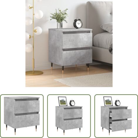 Comodino grigio cemento -  Comodino Grigio Cemento 40x35x50 cm in Legno Multistrato
